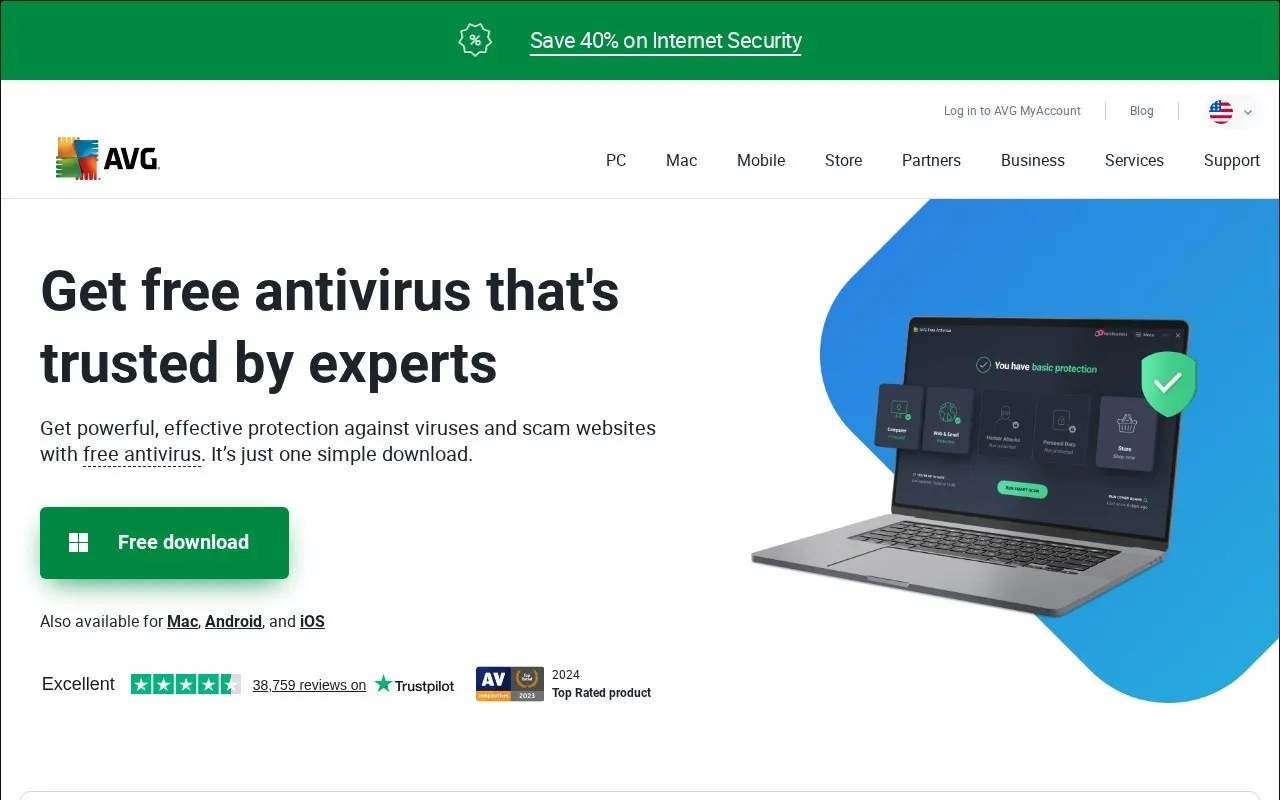 AVG AntiVirus main interface screenshot