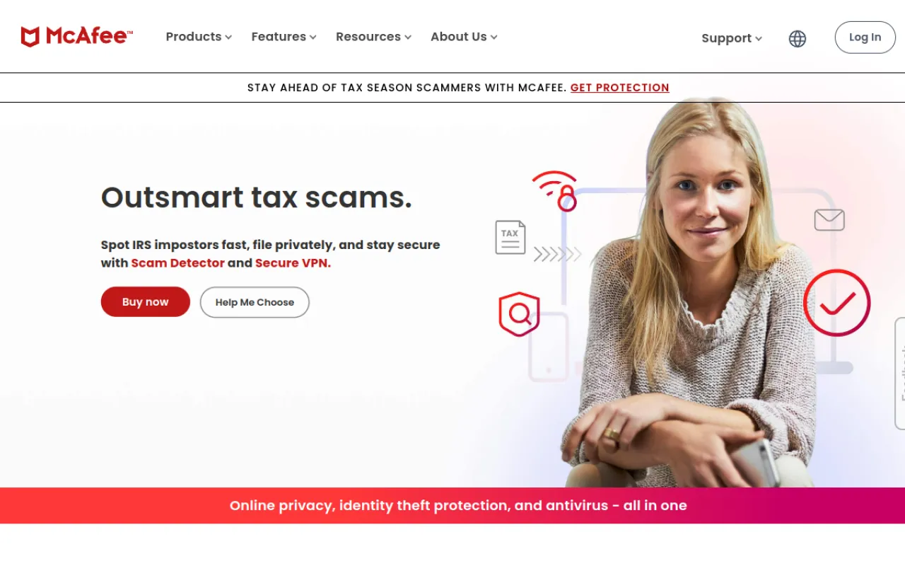 McAfee Total Protection dashboard screenshot