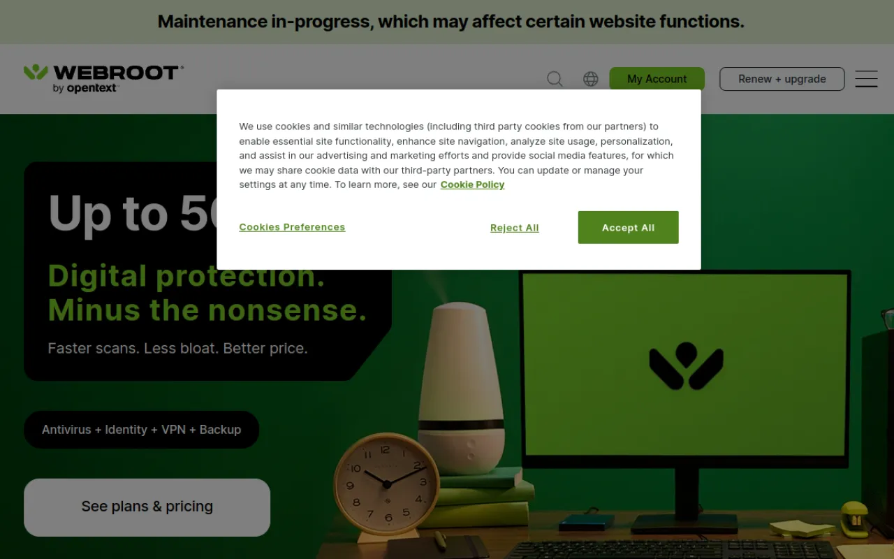Webroot SecureAnywhere main interface screenshot